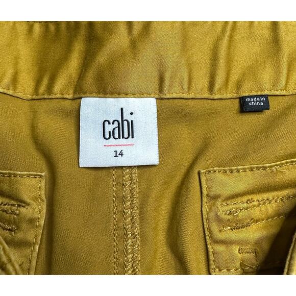 CABI The Tracker Jogger Pants Women's Size 14 Marigold Yellow Green Snap Bottom - Picture 4 of 7